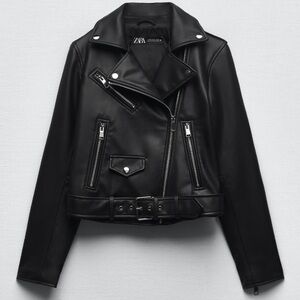 Zara Faux Leather Biker Jacket - Size XL